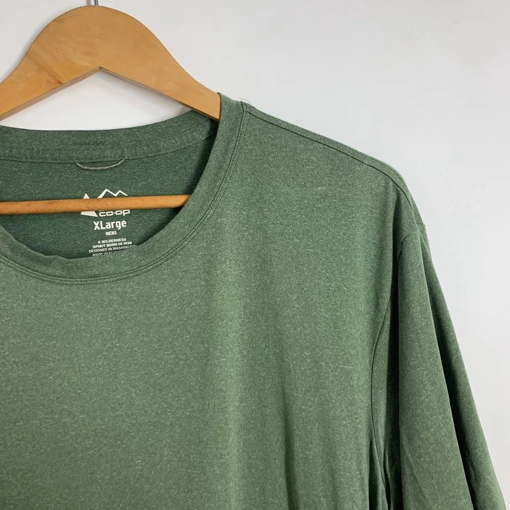 REI Coop Mens XLarge Green‎ Heathered Short Sleeve T Shirt Outdoor Wilderness